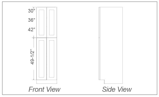 Pantry Cabinets, 4 Doors - 84"H, 90"H, 96"H