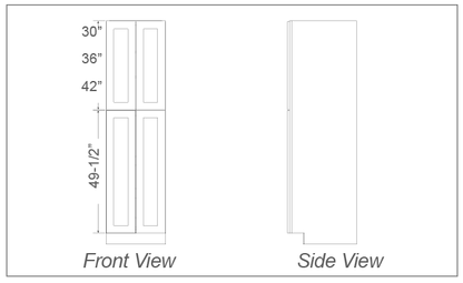 Pantry Cabinets, 4 Doors - 84"H, 90"H, 96"H