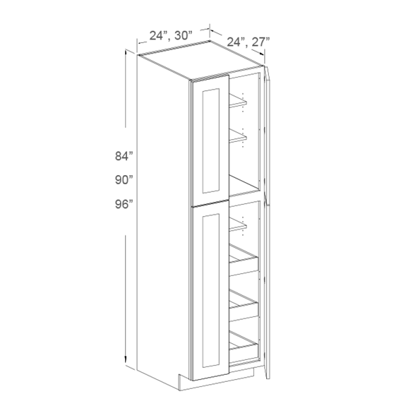 Pantry Cabinets, 4 Doors - 84"H, 90"H, 96"H