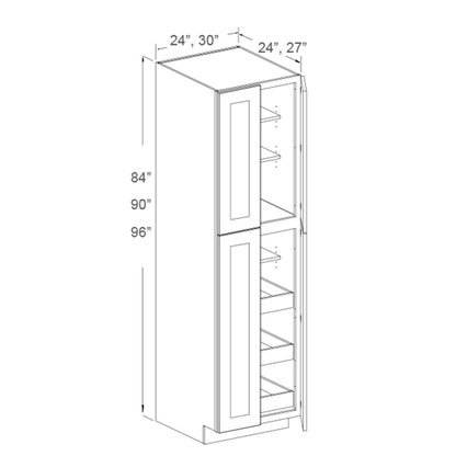 Pantry Cabinets, 4 Doors - 84"H, 90"H, 96"H