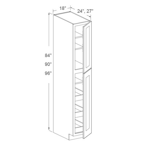 Pantry Cabinets, 2 Doors - 84"H, 90"H, 96"H