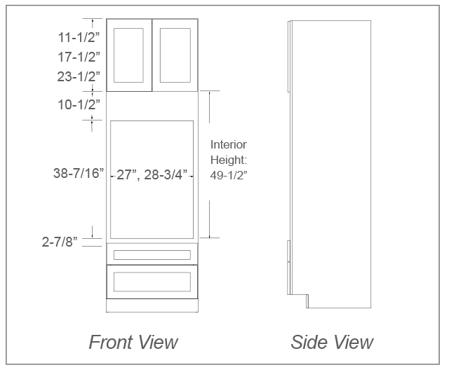 Tall Oven Cabinet, 2 Bottom Drawers - 84"H, 90"H, 96"H