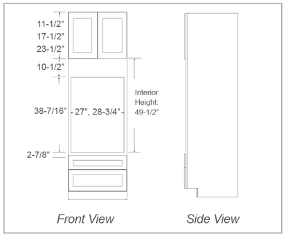 Tall Oven Cabinet, 2 Bottom Drawers - 84"H, 90"H, 96"H