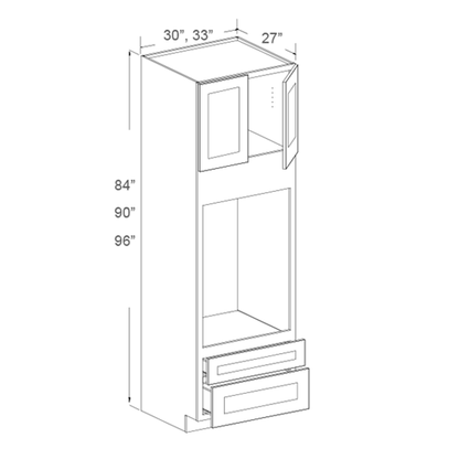 Tall Oven Cabinet, 2 Bottom Drawers - 84"H, 90"H, 96"H