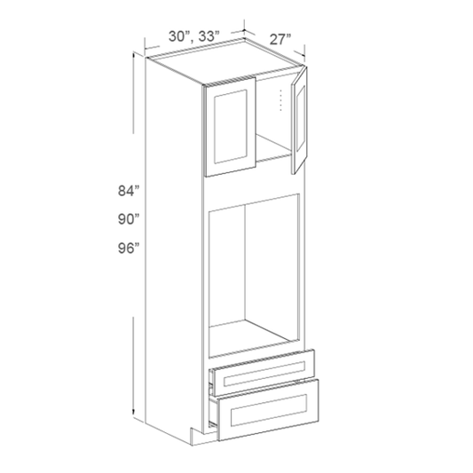 Tall Oven Cabinet, 2 Bottom Drawers - 84"H, 90"H, 96"H