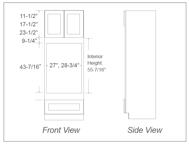 Tall Oven Cabinet, 1 Bottom Drawer - 84"H, 90"H, 96"H