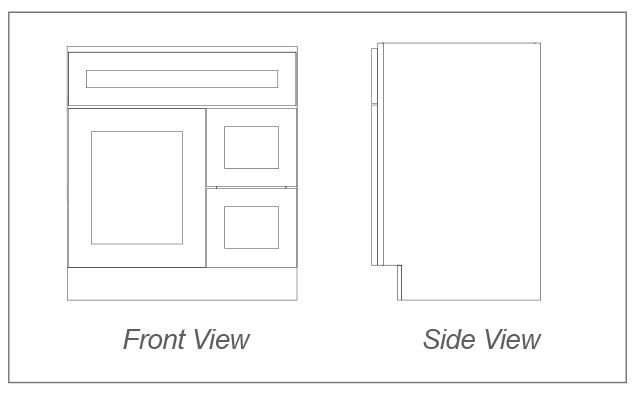 Vanity Sink Cabinet, 1 Door, 2 Drawers on Right