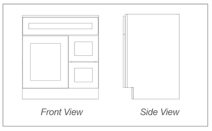 Vanity Sink Cabinet, 1 Door, 2 Drawers on Right