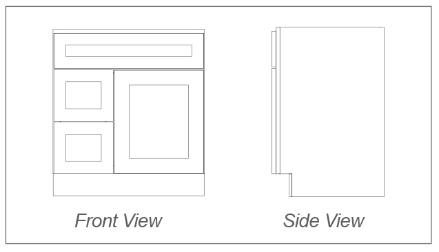 Vanity Sink Cabinet, 1 Door, 2 Drawers on Left