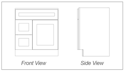 Vanity Sink Cabinet, 1 Door, 2 Drawers on Left