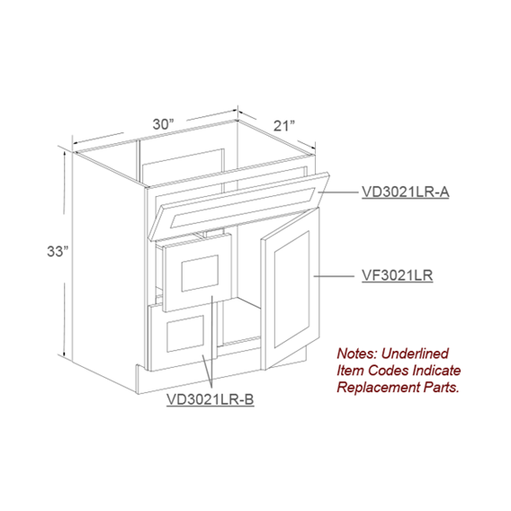 Vanity Sink Cabinet, 2 Doors, 2 Drawers