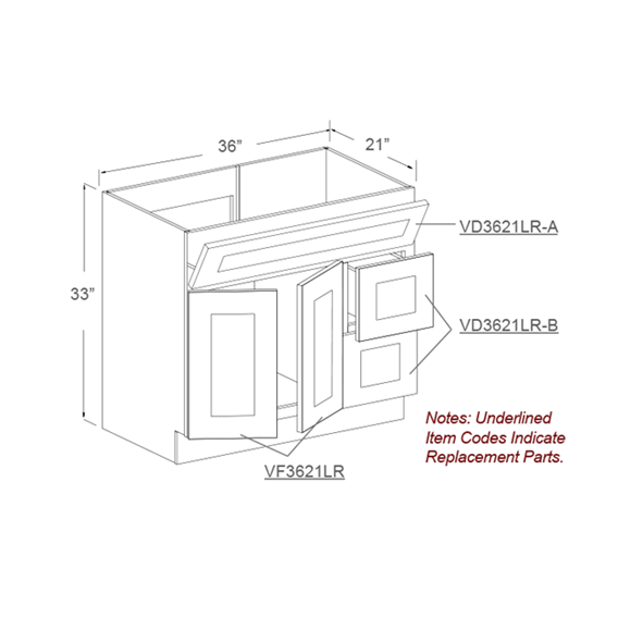 Vanity Sink Cabinet, 2 Doors, 2 Drawers