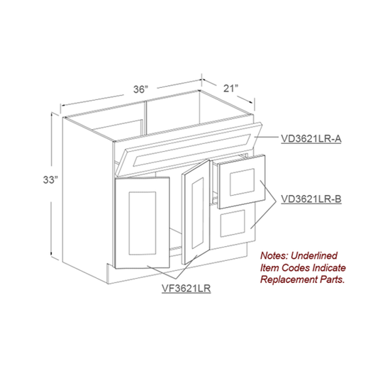 Vanity Sink Cabinet, 2 Doors, 2 Drawers