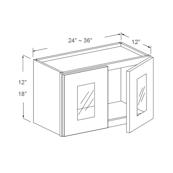 Wall Cabinet Glass Door Insert, 12"H, 2 Doors