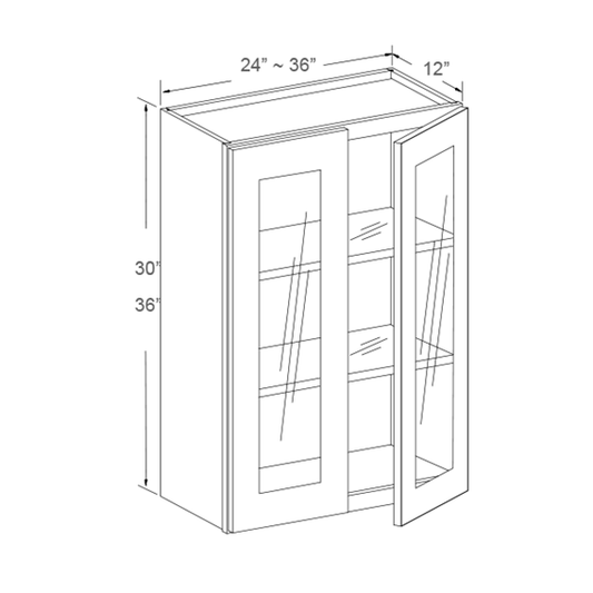 Wall Cabinet Glass Door Insert, 30"H and 36"H, 2 Doors