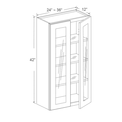 Wall Cabinet Glass Door Insert - 42"H, 2 Doors