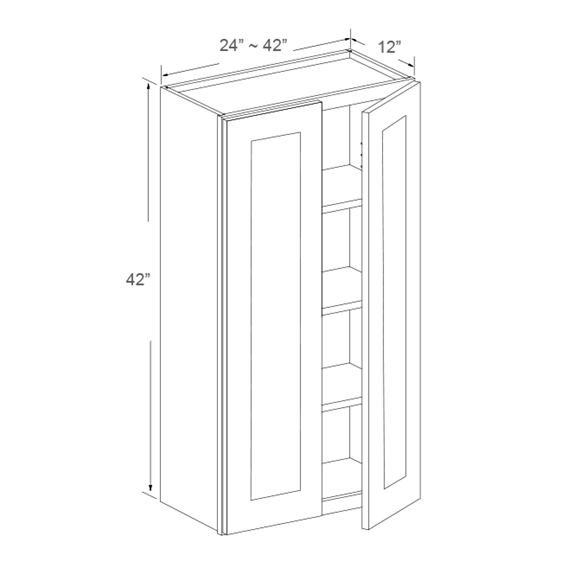 Wall Cabinet 42"H, 2 Doors