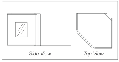 Wall Diagonal Corner, Glass Insert Door - 12"H